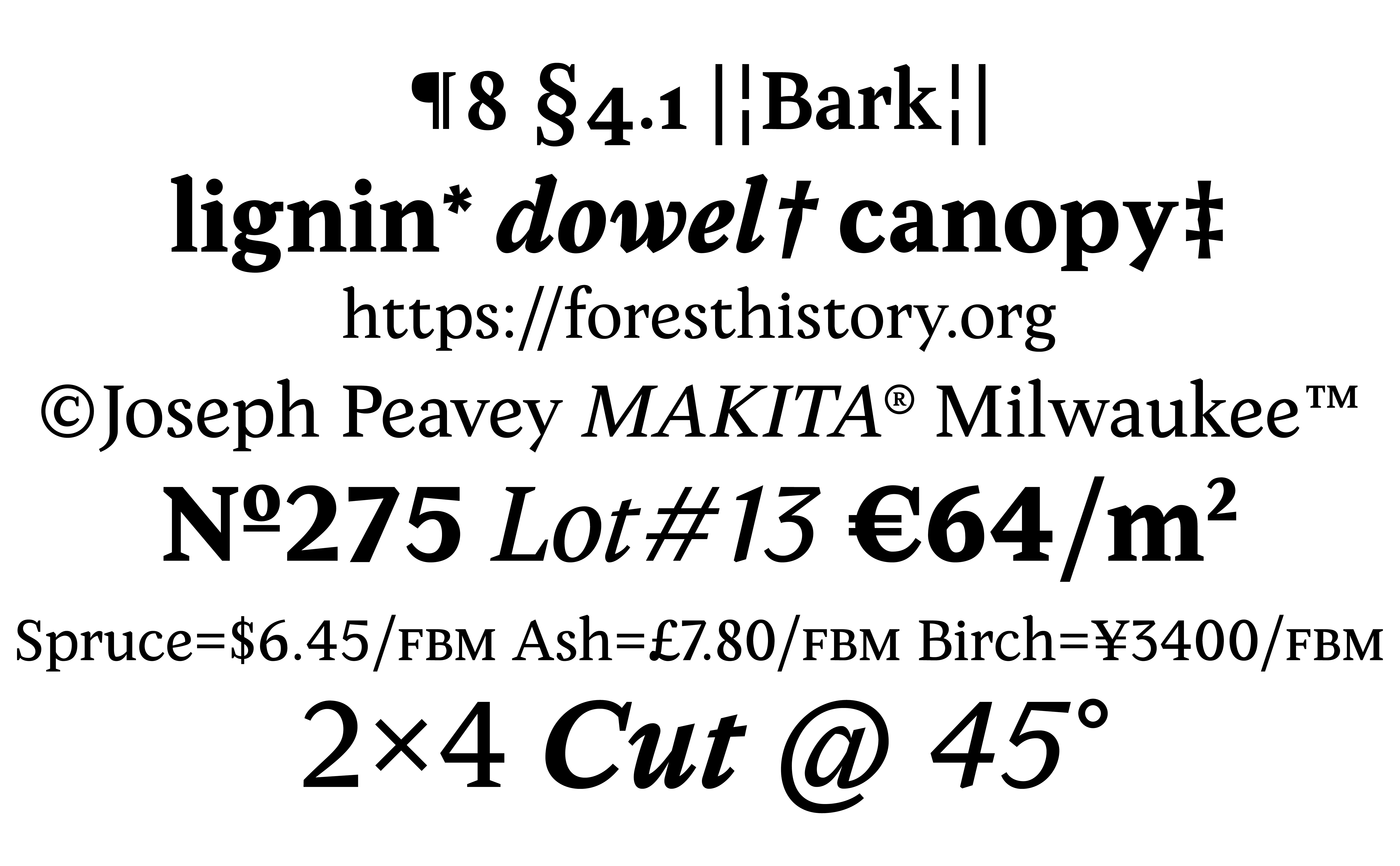 Various words and symbols set in Peavey
